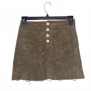 Altar’d State Corduroy Mini Skirt M Brown Fall Y2K Chic Neutral Streetwear